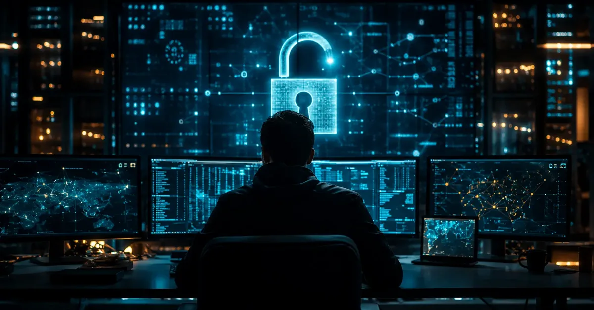 Ilustrație concept securitate cibernetică și hacking etic prin teste de penetrare