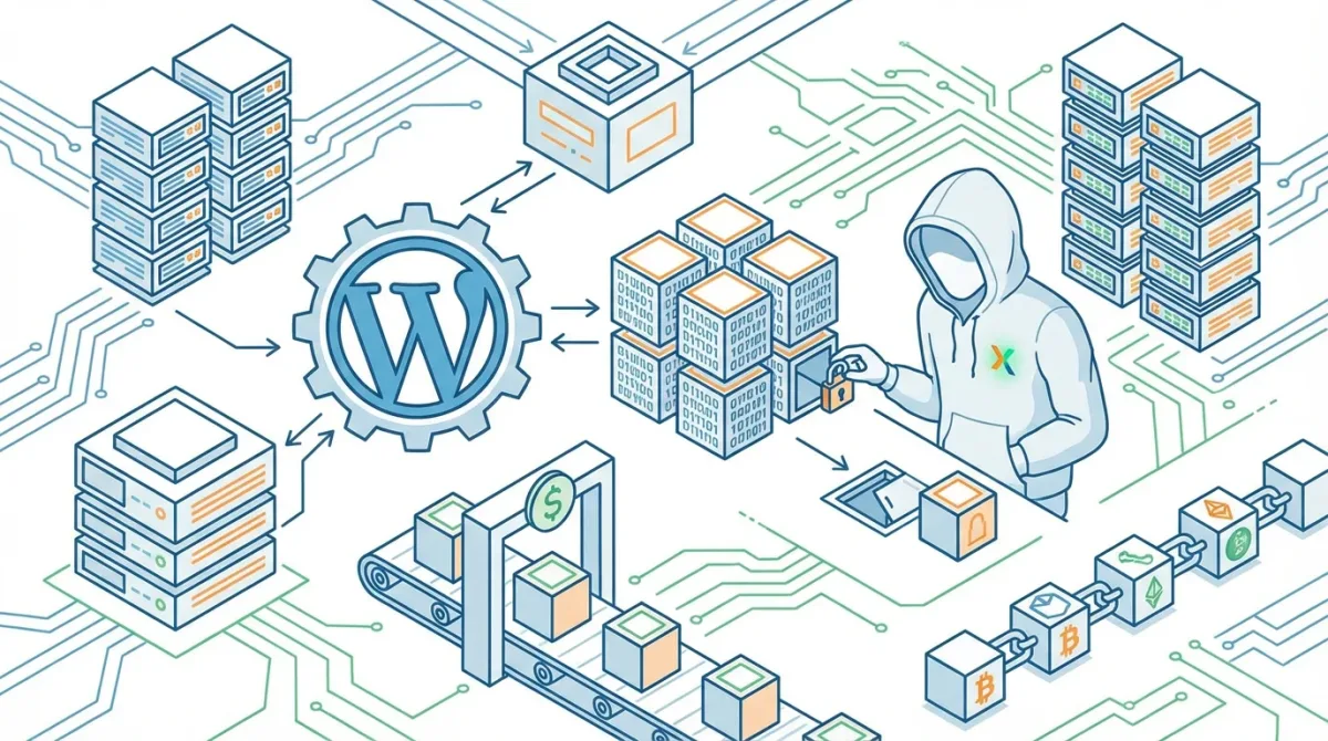 Ilustrație despre securitatea WordPress: 31 de module compromise cu un backdoor după achiziția de către un atacator.