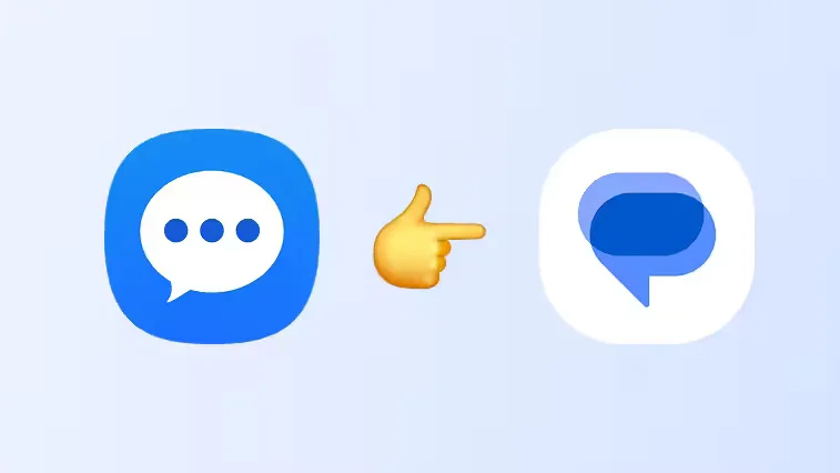 Logourile Samsung Messages și Google Messages pe ecranul unui smartphone Galaxy.